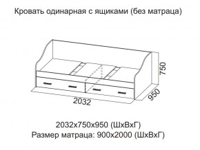 Кровать одинарная с ящиками (Без матраца 0,9*2,0) в Среднеуральске - sredneuralsk.magazin-mebel74.ru | фото