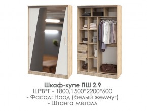 шкаф-купе ПШ-2.9 1500 Норд Белый жемчуг 1500 в Среднеуральске - sredneuralsk.magazin-mebel74.ru | фото